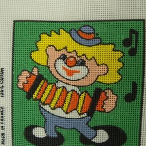 canevas motif CLOWN ACORDEON 20x20 cm