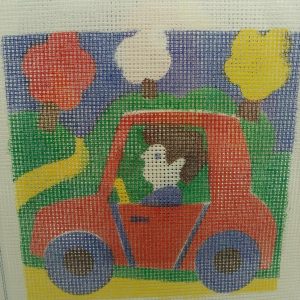 canevas motif PERSONNAGE VOITURE 20x20 cm