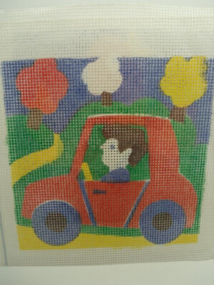 canevas motif PERSONNAGE VOITURE 20x20 cm