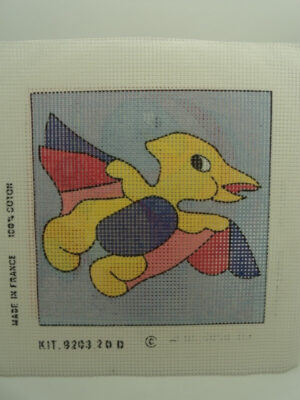 CANEVAS MOTIF DINOSAURE PLANEUR 20x20 cm