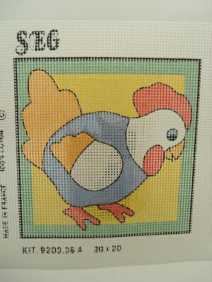 canevas motif ANIMAUX COQ 20x20 cm