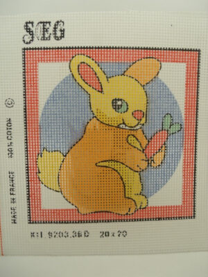 canevas motif ANIMAUX LAPIN 20x20 cm