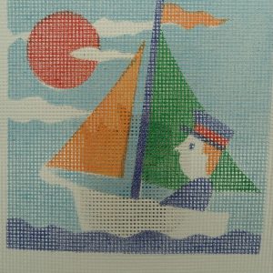 CANEVAS MOTIF BATEAUX 20x 20 cm