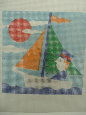 CANEVAS MOTIF BATEAUX 20x 20 cm