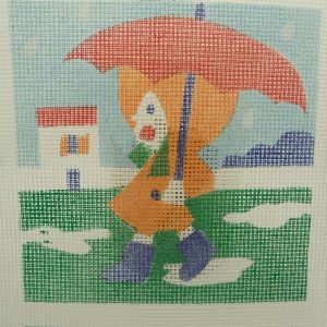 CANEVAS MOTIF FILLETTE PARAPLUIE 20x20 cm