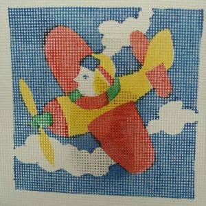 canevas motif PERSONNAGE HELICOPTERE 20x20 cm