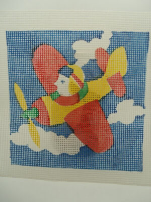 canevas motif PERSONNAGE HELICOPTERE 20x20 cm