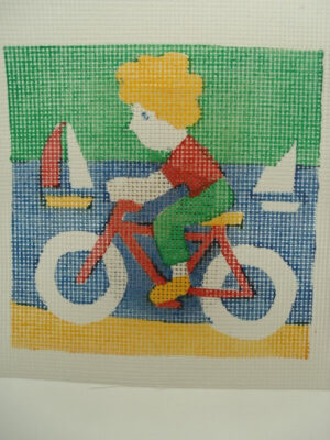canevas motif PERSONNAGE VELO 20x20 cm