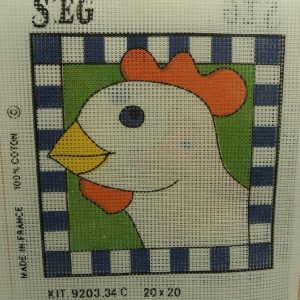 CANEVAS MOTIF FERME COQ 20X20 cm
