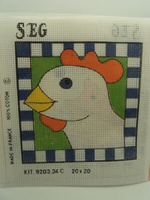 CANEVAS MOTIF FERME COQ 20X20 cm