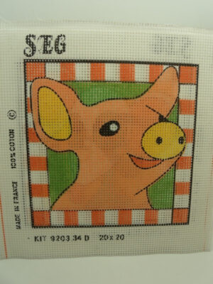 CANEVAS MOTIF COCHON 20x20 cm
