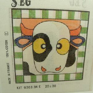 CANEVAS MOTIF VACHE 20X20 cm