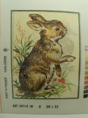 canevas motif ANIMAUX LAPIN 20x25 cm