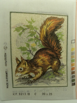 CANEVAS MOTIF ANIMAUX ECUREUIL 20x25 cm