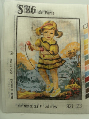canevas motif ROMANCE FILLETTE CORDE A SAUTER 20x25 cm