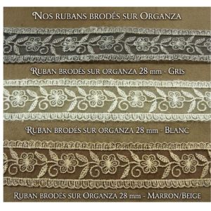 Ruban Brodé Sur Organza 28 mm