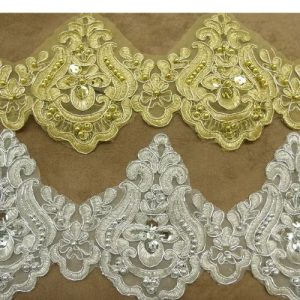 Ruban Broderie Pailleté et Perlé 12 cm