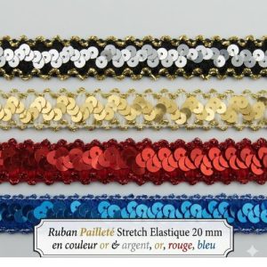 Ruban Pailleté Stretch Elastique 20 mm