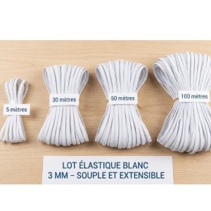 Lot Élastique Blanc 3 mm – Souple et Extensible – Couture & Accessoires