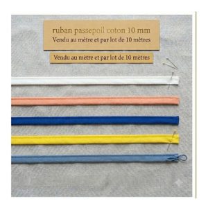 DÉSTOCKAGE : Ruban Passepoil Coton – 10 mm – Finition Naturelle – Vendu au mètre ou par lot de 10 m