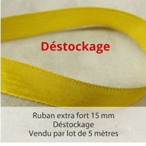 Déstockage Ruban Extra Fort Jaune Citron 15 mm – Lot de 5 m ou 20 m