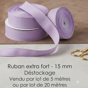 Déstockage Ruban Extra Fort Parme 15 mm – Lot de 5 m ou 20 m