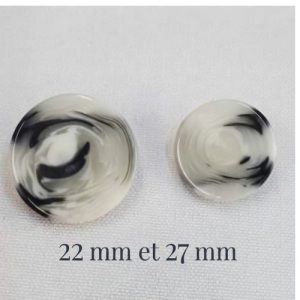 Boutons acryliques effet marbré gris et noir 22 mm & 27 mm – à l’unité