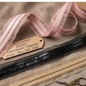Ruban Simili  Cuir / Skai Traversant Organza 25 mm
