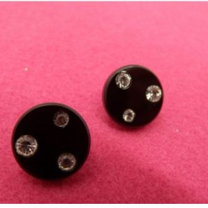 Bouton à queue noir acrylique 3 strass,super résistant et très décoratif