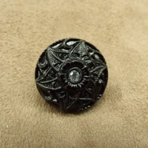 Bouton à queue noir acrylique 1 strass central,super résistant et très décoratifs,22 mm