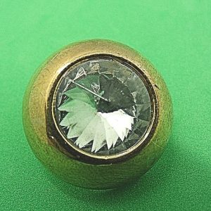 Bouton bijou strass cerclé de métal doré