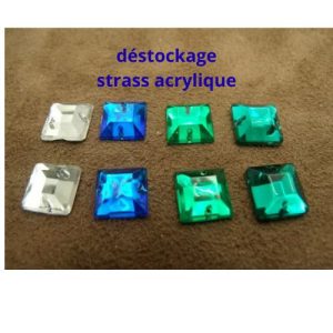Déstockage Strass Carré 10 mm – Vert, Bleu, Argent – Lot 10, 20, 50