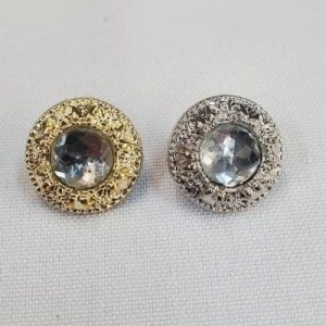 Boutons Bijoux Acrylique Strass Or & Argent – 25 mm –