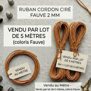 DESTOCKAGE : Cordon Ciré Fauve – 2 mm – Vente à la coupe ou lot 5m