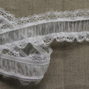 dentelle de calais blanche élastique froncée 50 mm