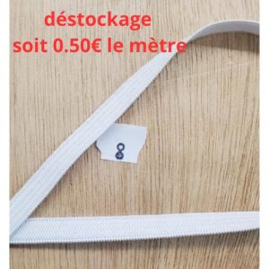 LOT DE 15 mètres Elastique Blanc 8 mm