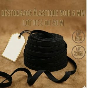 Déstockage Élastique Noir 5 mm – Lot de 5 ou 20 m – Souple et Extensible