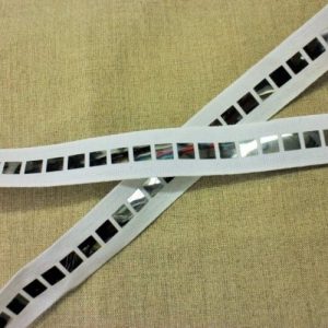 Ruban Polyester Pailleté Scintillante Miroir Blanc 25 mm