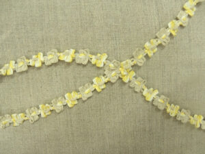 ruban fantaisie à fleurs -1cm-jaune et beige