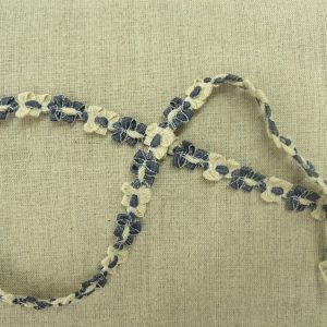 ruban fantaisie à fleurs-1cm- beige et noir