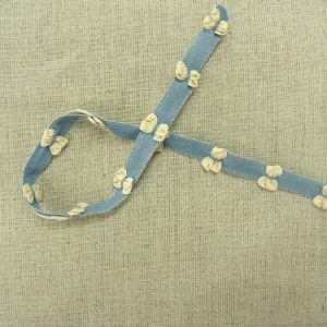 ruban fantaisie a fleurs- 1cm- bleu et jaune