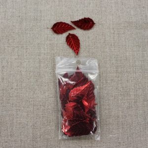 SEQUIN en forme de feuille métallisée - rouge