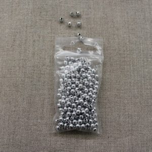 Perles acryliques rond- 4mm- argent