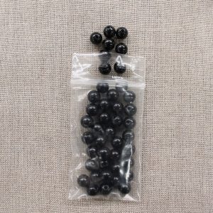 PERLES ACRYLIQUES- rond- 7mm- noir