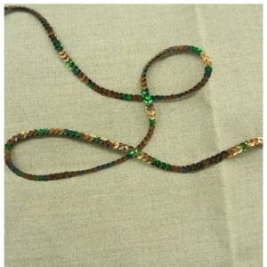 lot de Ruban pailleté sequin montée sur fil bicolore vert et marron 5 mm