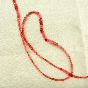 lot de Ruban pailleté sequin montée sur fil bicolore rouge et rose 6 mm
