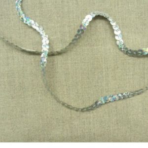 lot de Ruban pailleté sequin montée sur fil argent brillant 6 mm