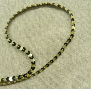lot de Ruban pailleté sequin montée sur fil bicolore or et noir 5 mm