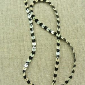 lot de Ruban pailleté sequin montée sur fil bicolore nacré noir & blanc 5 mm