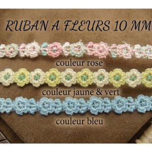 Ruban Fleurs Brodées 10 mm